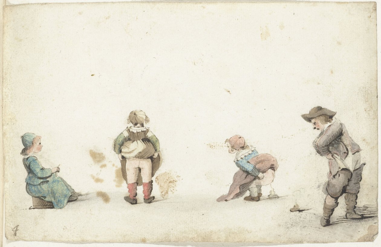Cuatro niños haciendo sus negocios de Gesina ter Borch
