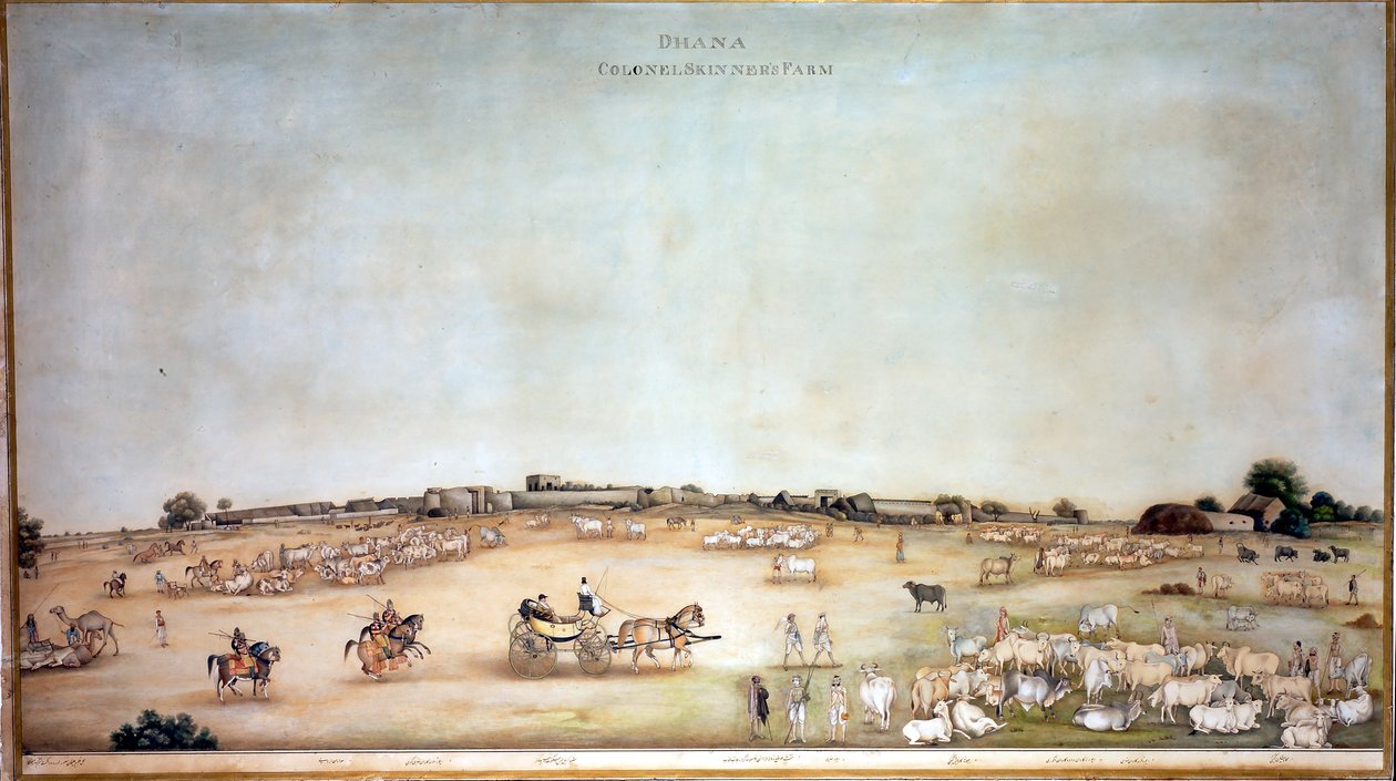 Granja del Coronel Skinner en Dhana, 1828 de Ghulam Ali Khan