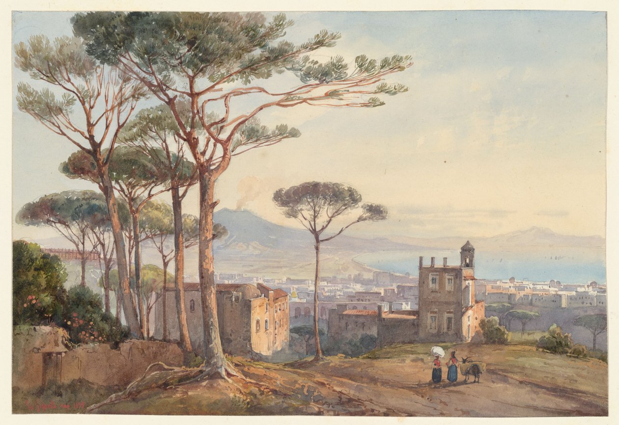 Nápoles desde la Conocchia, una de las cuatro pequeñas vistas de Nápoles de un «Album Amicorum» de Giacinto Gigante