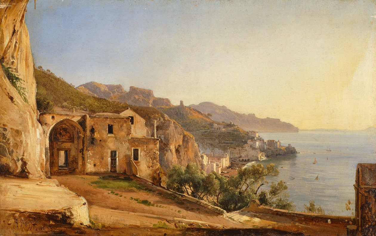 Vista de Amalfi desde la Cueva de los Capuchinos, por Giacinto Gigante de Giacinto Gigante