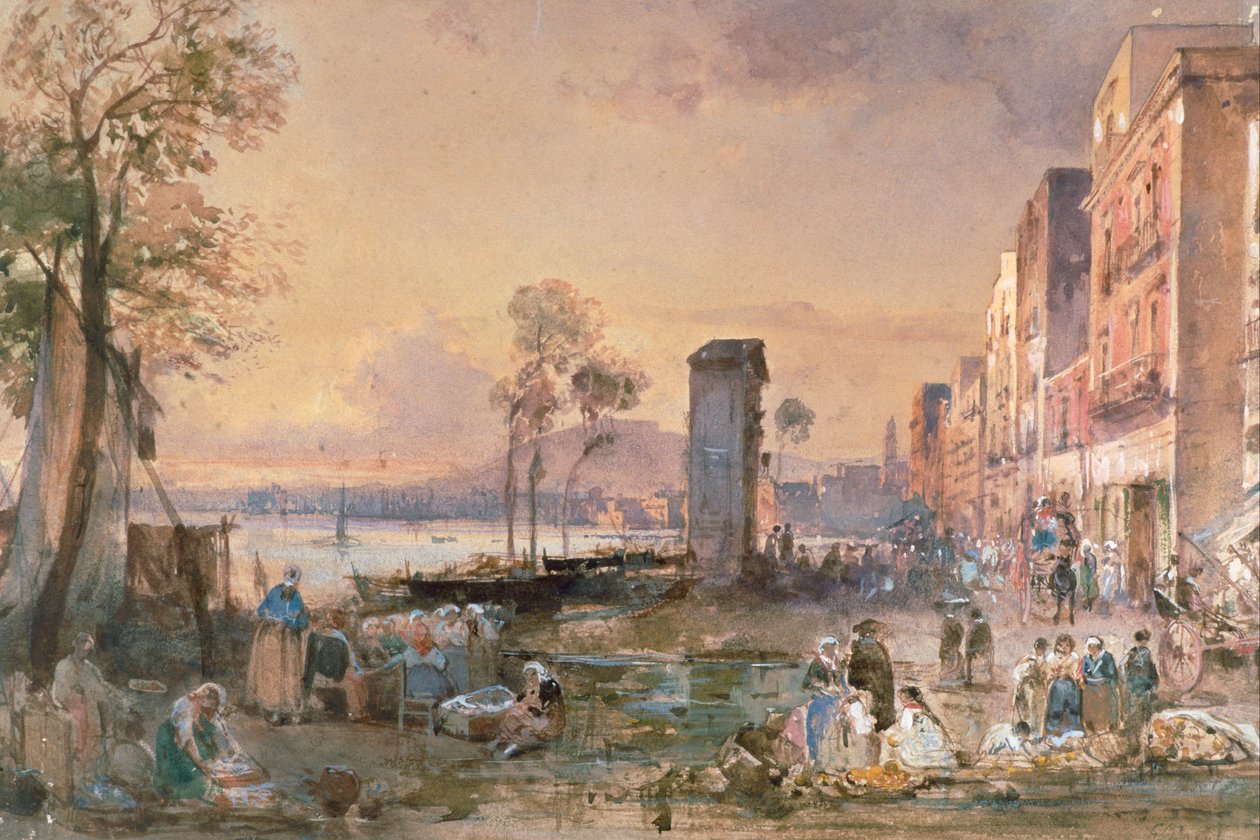 Vista de Nápoles desde Marinella, por Giacinto Gigante (1806-1876), lápiz, acuarela y cerusa (blanco de plomo) sobre papel, Italia de Giacinto Gigante