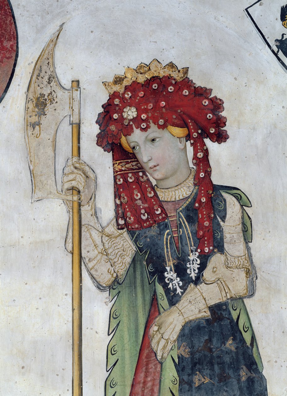 Los Nueve Dignos y las Nueve Mujeres Dignas, detalle de Tamari, 1418-30 de Giacomo Jaquerio