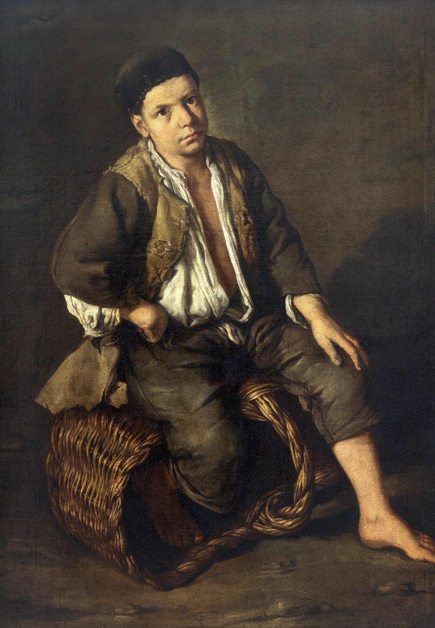 Muchacho de los recados sentado en una cesta, c.1735 de Giacomo Ceruti