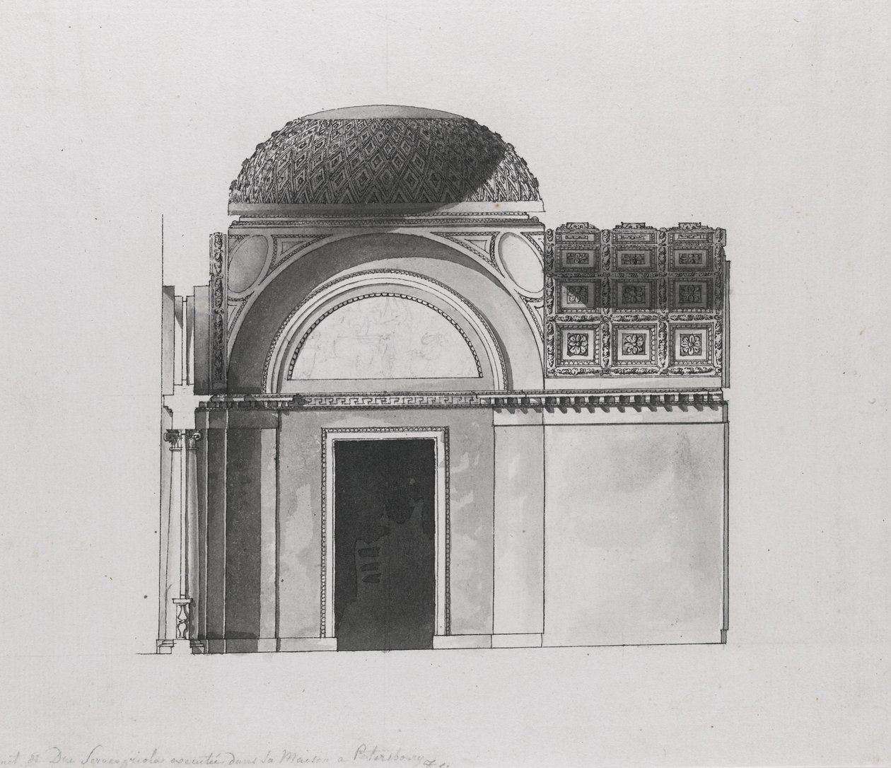 Diseño de gabinete para el Duque de Serracapriola en Petersburgo de Giacomo Antonio Domenico Quarenghi