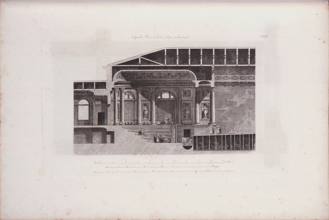 Sección transversal del auditorio del Teatro Hermitage, 1783 de Giacomo Antonio Domenico Quarenghi