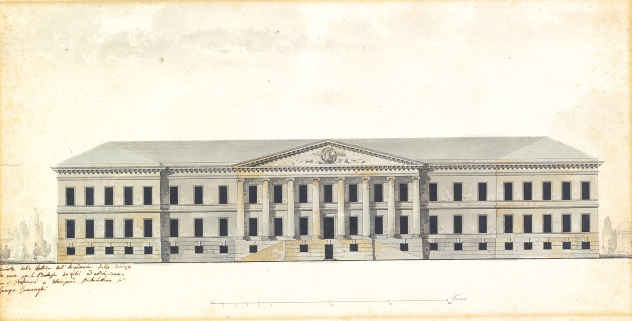Elevación de la fachada de la Academia de Ciencias en San Petersburgo de Giacomo Antonio Domenico Quarenghi