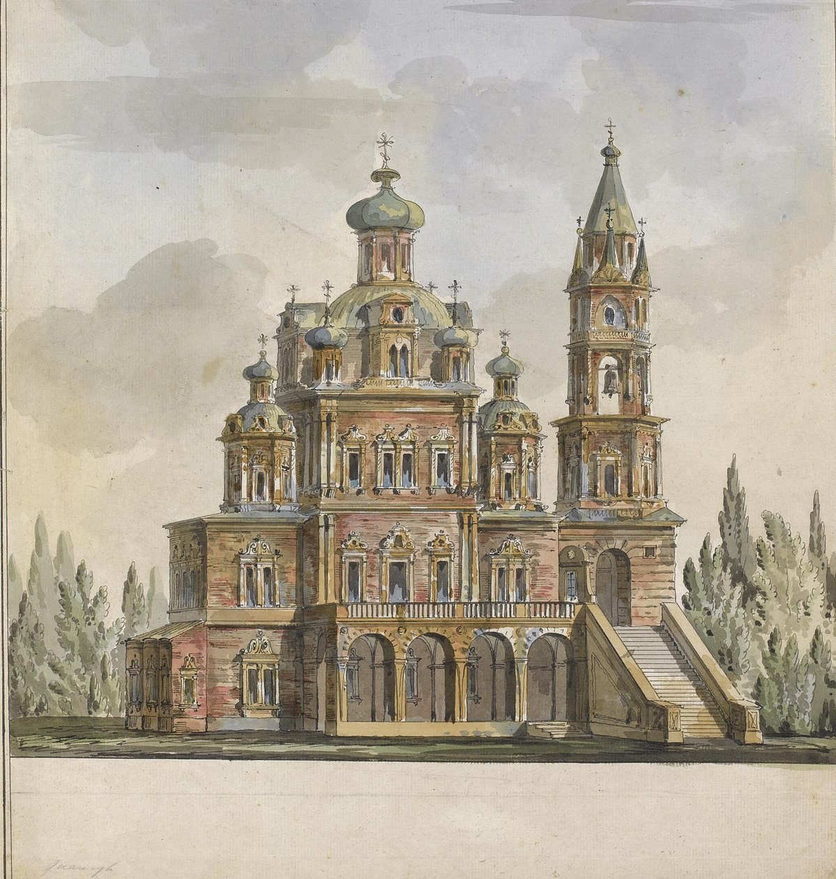 Proyecto para la Iglesia de la Dormición de la Theotokos en la calle Pokrovka en Moscú de Giacomo Antonio Domenico Quarenghi