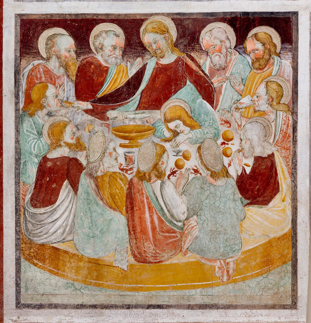 La Última Cena, detalle de la Vida de Jesús de Giacomo Borlone de Buschis