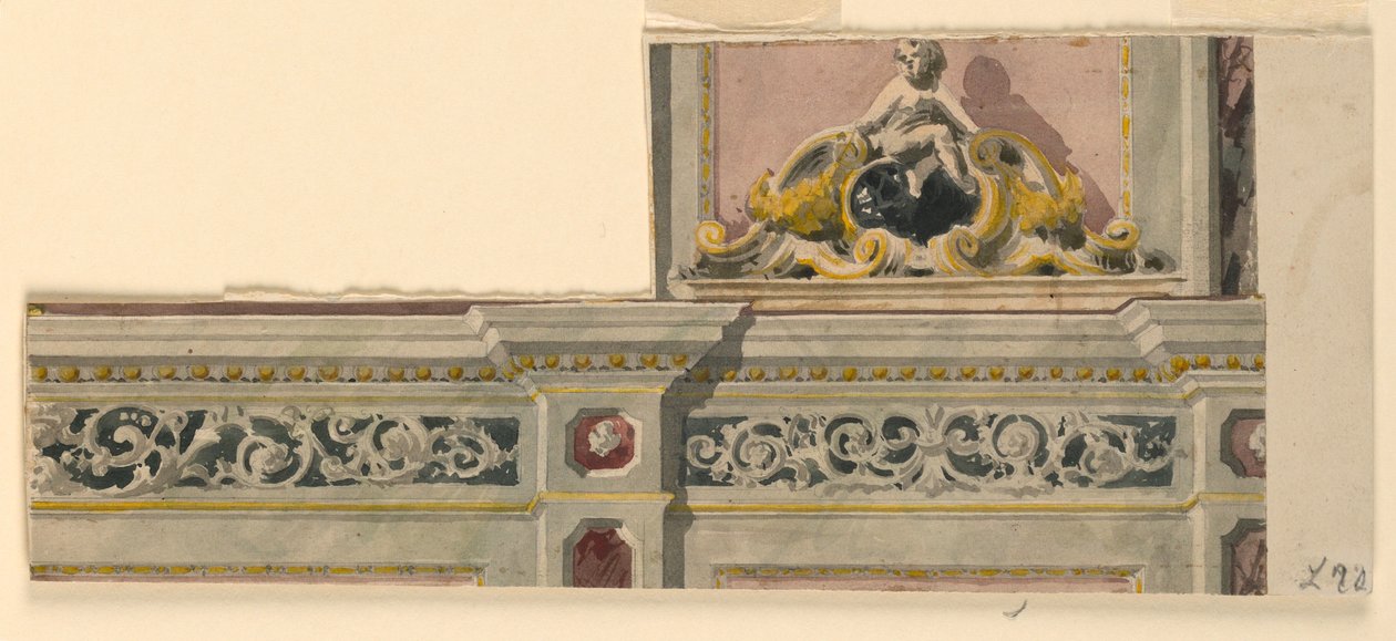 Dibujo, Proyecto de sobrepuerta pintada, 1850-75 de Giacomo Casa