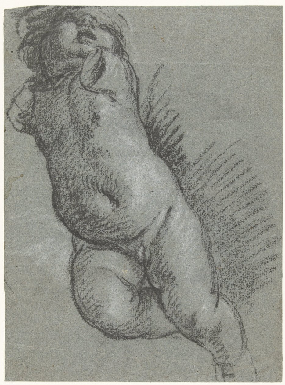 Estudio de un putto flotante de Giacomo Cavedone