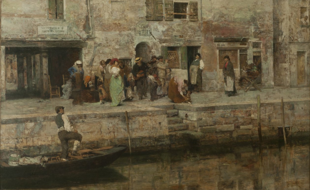Músicos ambulantes, c.1881-83 (óleo sobre lienzo) de Giacomo Favretto