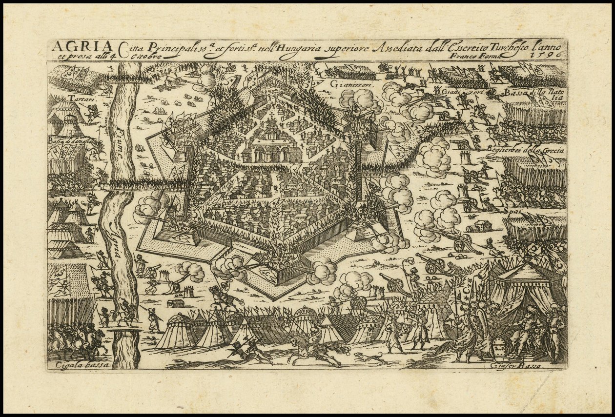 Agria - Ciudad principal y más fuerte de la Alta Hungría Asediada por los turcochipriotas en el año 1596 de Giacomo Franco
