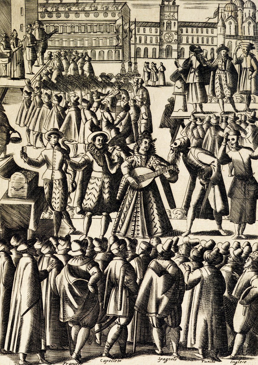 Charlatanes en la plaza de San Marcos en Venecia de Giacomo Franco
