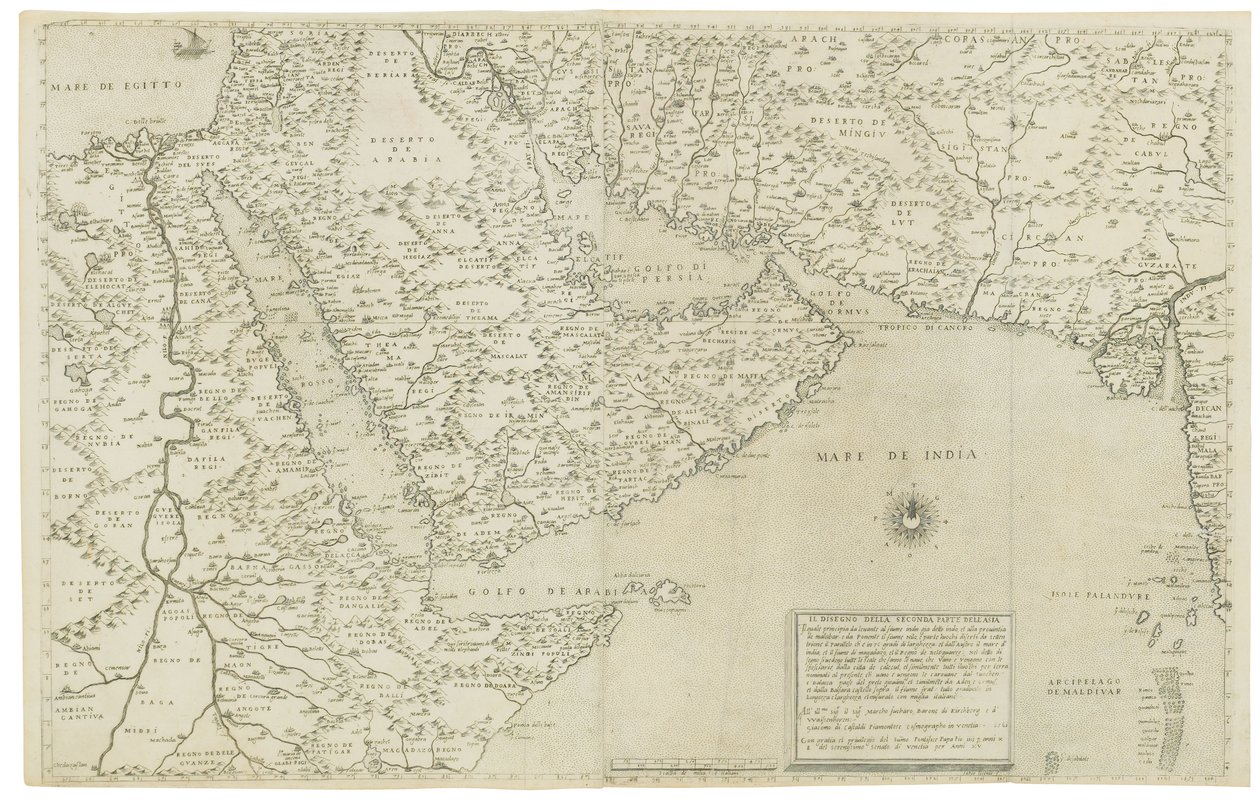 Mapa de India y el Sudeste Asiático; Il Disegno Della Terza Parte Dell