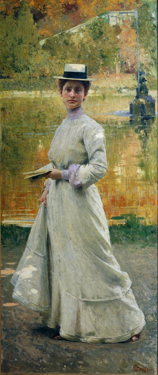 Retrato al aire libre o Dama en el jardín de Giacomo Grosso