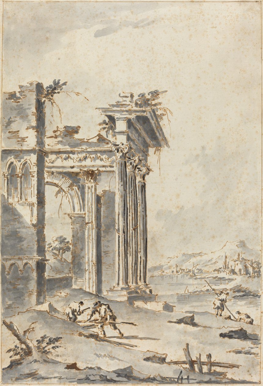 Capricho de ruinas clásicas en una costa de Giacomo Guardi