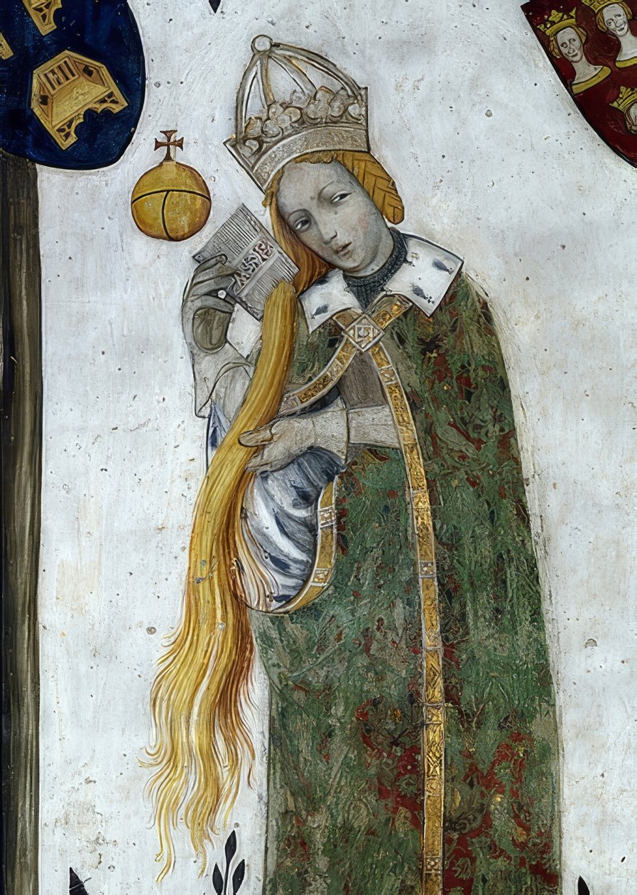 Representación de los marqueses de Saluzzo y sus esposas como héroes y heroínas históricos y mitológicos. (detalle) de Giacomo Jaquerio