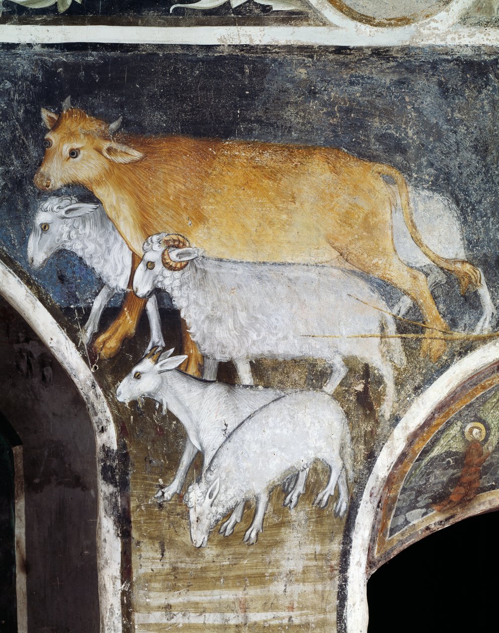 Animales de ganado, (detalle) de fresco de Giacomo Jaquerio (1375-1453), abadía de San Antonio de Ranverso, Buttigliera Alta, Piamonte, Italia de Giacomo Jaquerio
