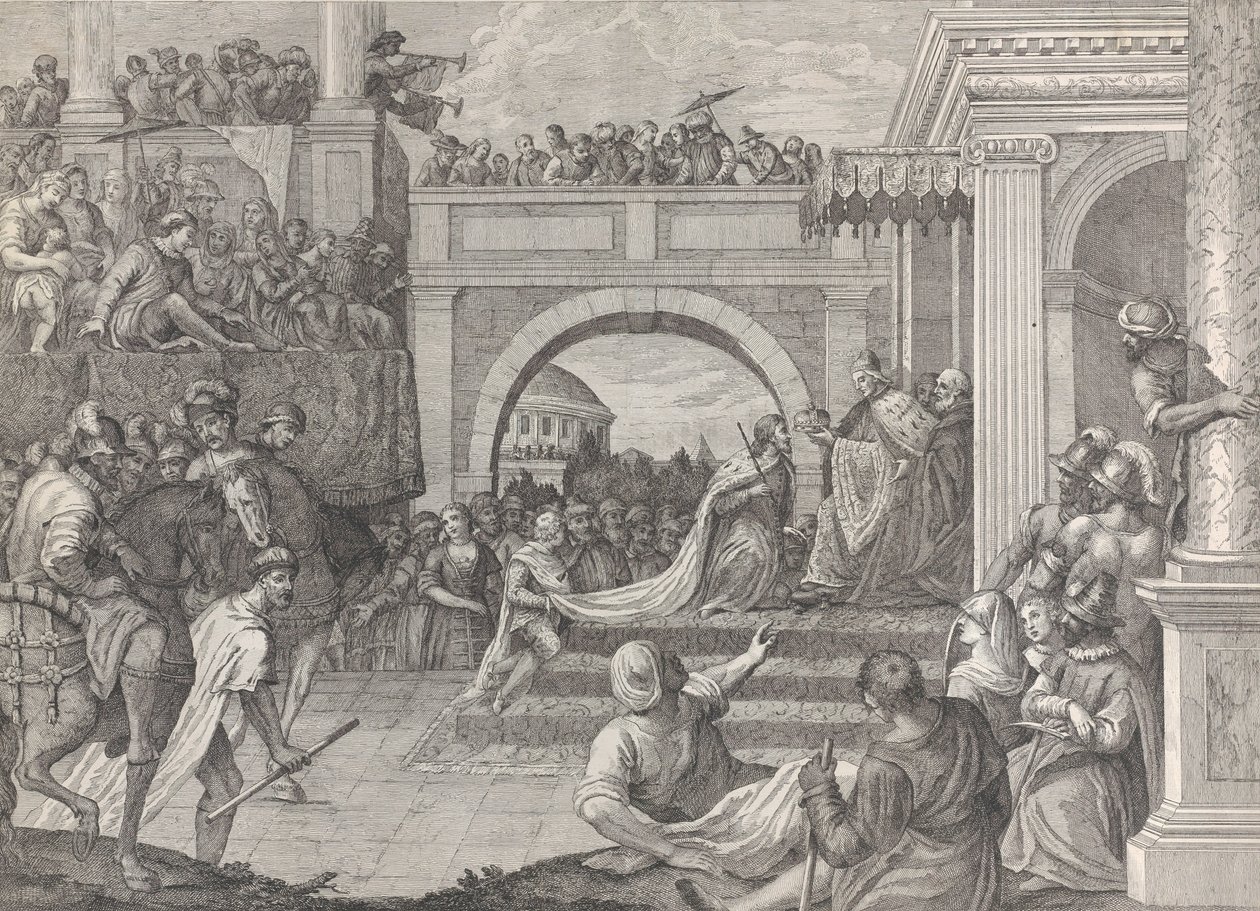 El Dogo Enrico Dandolo corona a Baldovino el primer emperador del Imperio Latino de Constantinopla, 1745-94 de Giacomo Leonardis