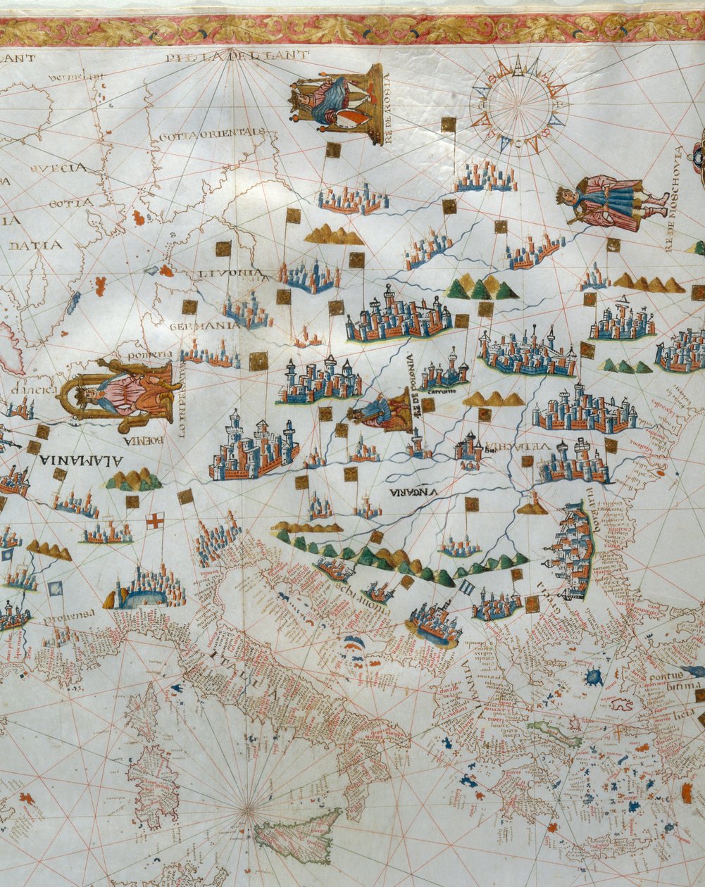 Mapa náutico, detalle de Europa Occidental, 1564 de Giacomo Maggiolo