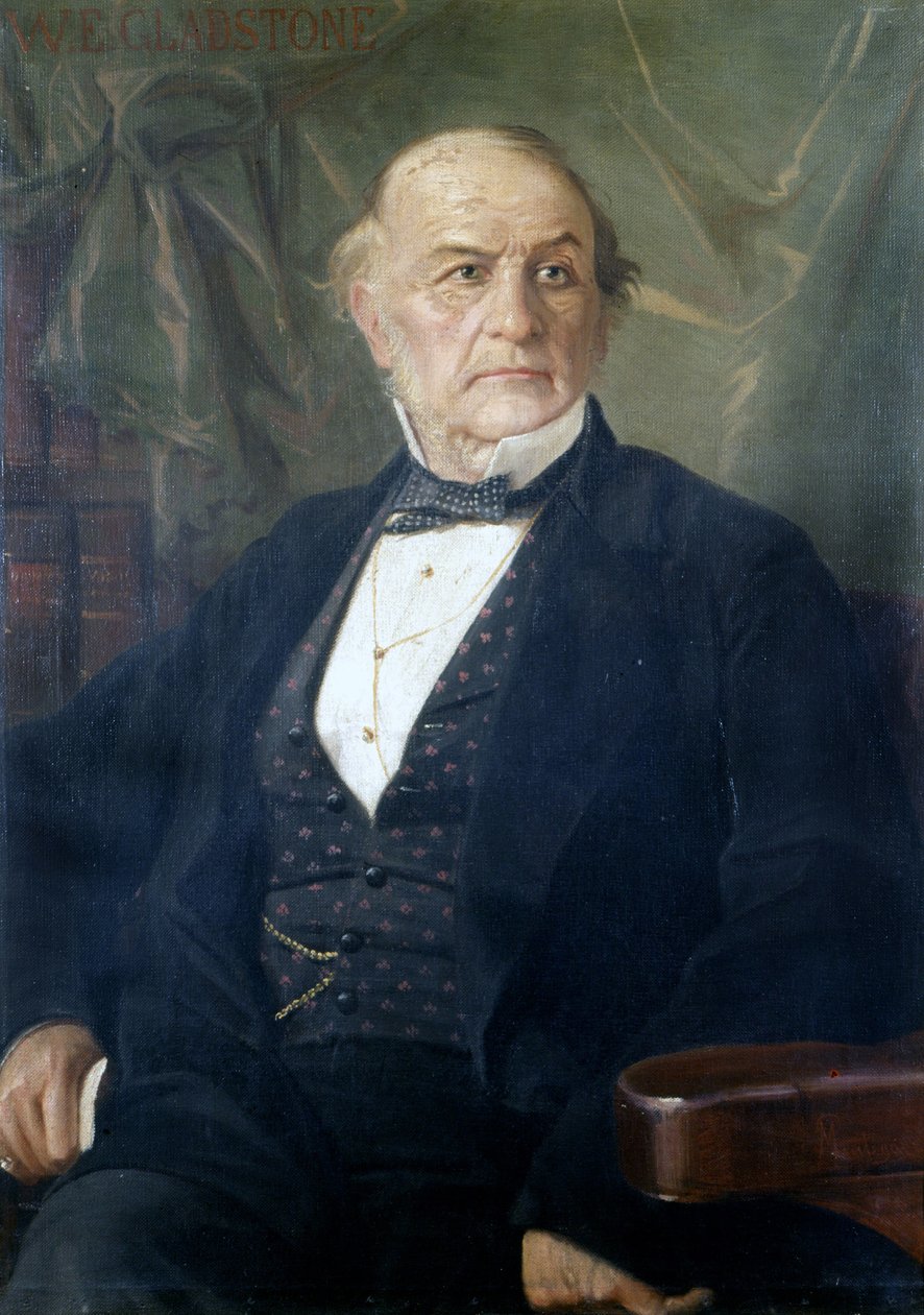 Retrato de William Ewart Gladstone. Político británico (1809 a 1898). Pintura de Mantegazza. Milano Museo del Risorgimento de Giacomo Mantegazza
