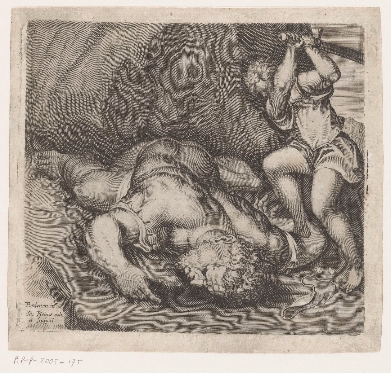 David decapita a Goliat Escenas posteriores a los frescos de Pordenone en el Santo Stefano de Venecia (título de la serie) de Giacomo Piccini