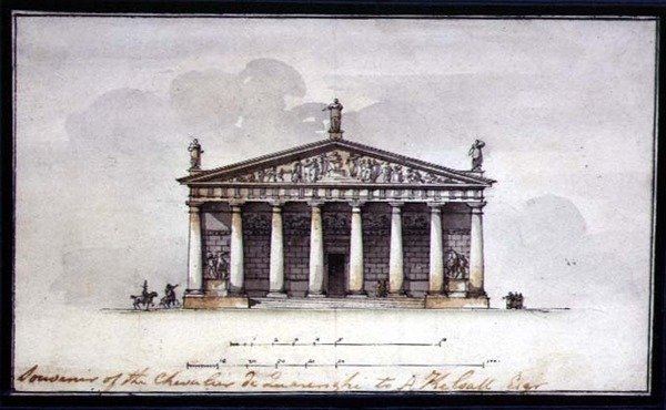 Elevación de los Establos de Equitación en Tsarskoye Selo de Giacomo Quarenghi