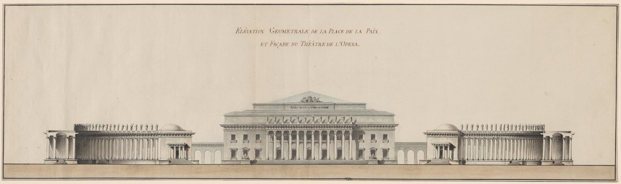 Elevación Geométrica de la Plaza de la Paz y Fachada de la Ópera de Giacomo Quarenghi