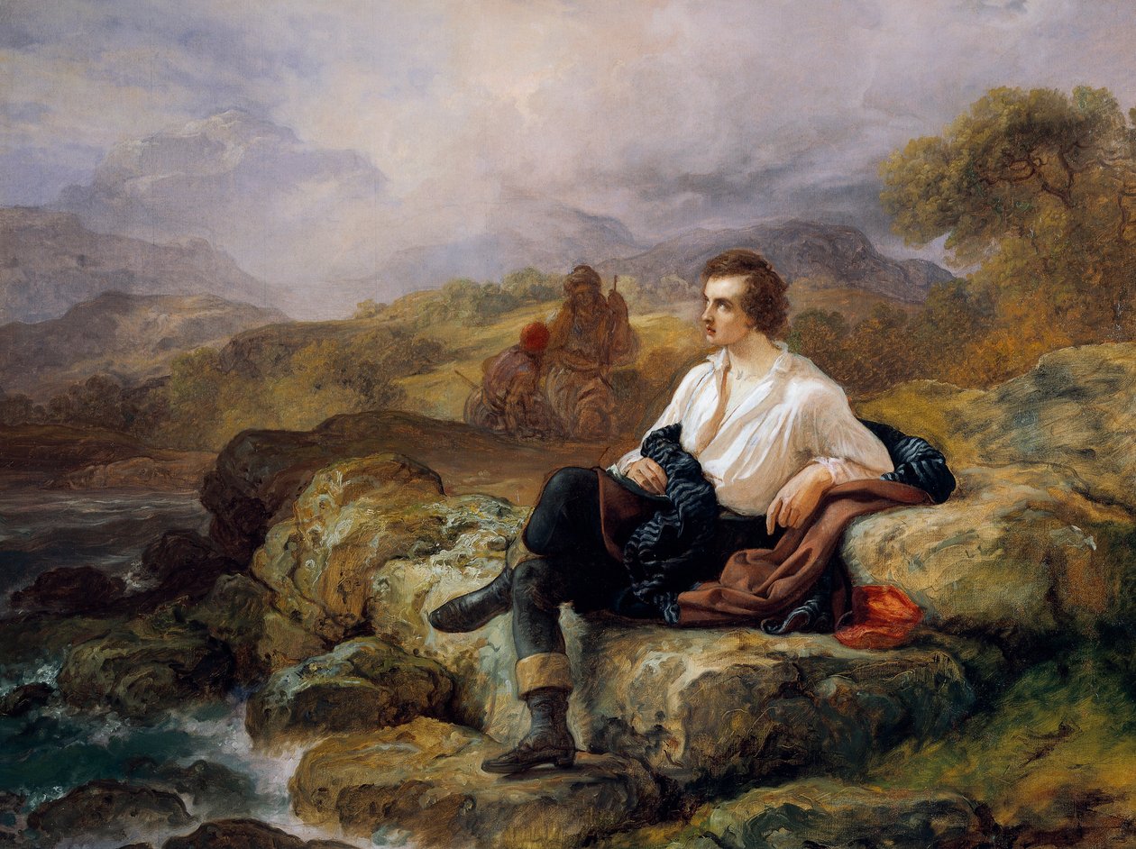 Lord Byron (1788-1824) en la orilla del mar helénico, por Giacomo Trecourt (1812-1882), óleo sobre lienzo de Giacomo Trecourt