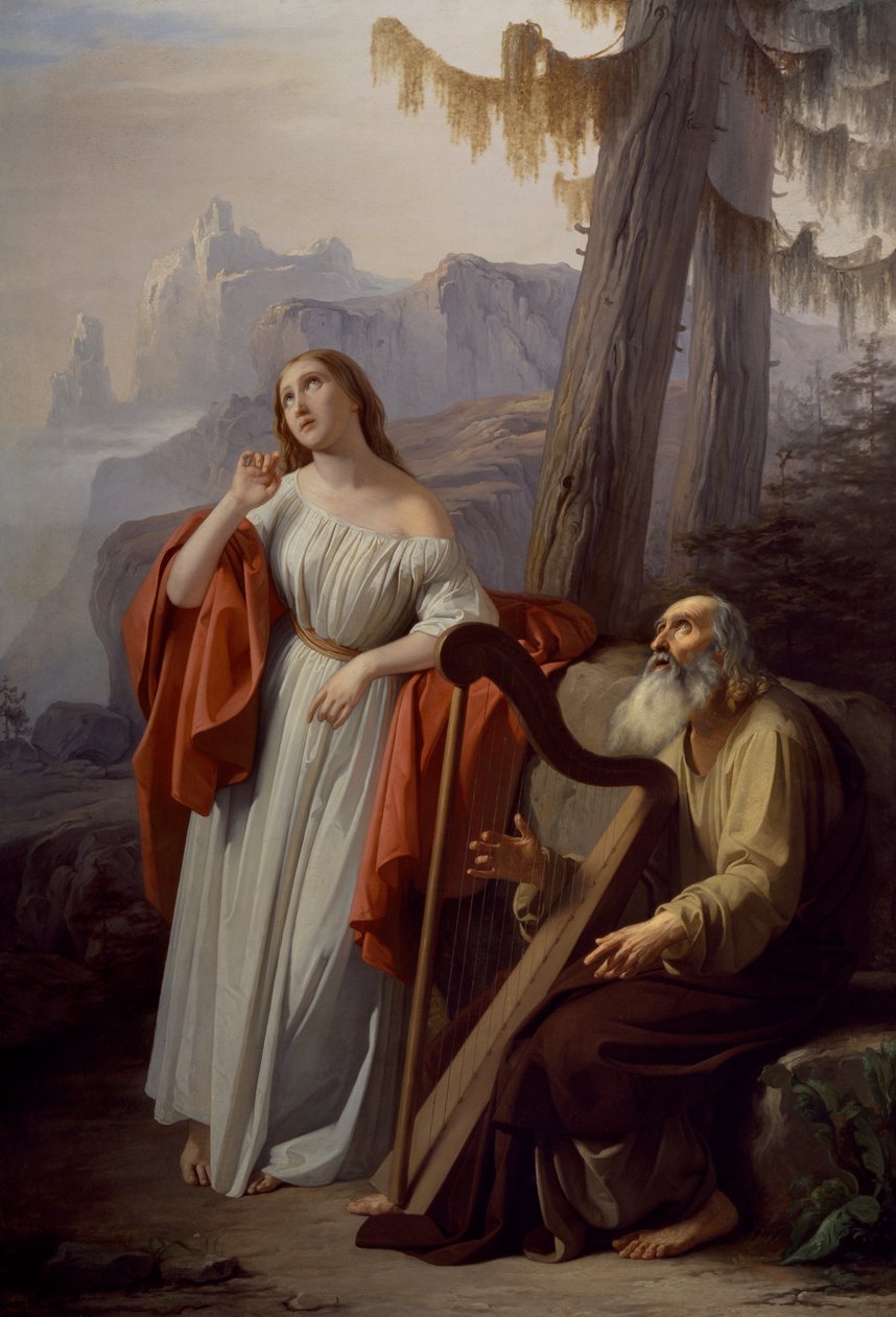 Ossian canta las hazañas de Carthon a Malvina, por Giacomo Trecourt (1812-1882) de Giacomo Trecourt