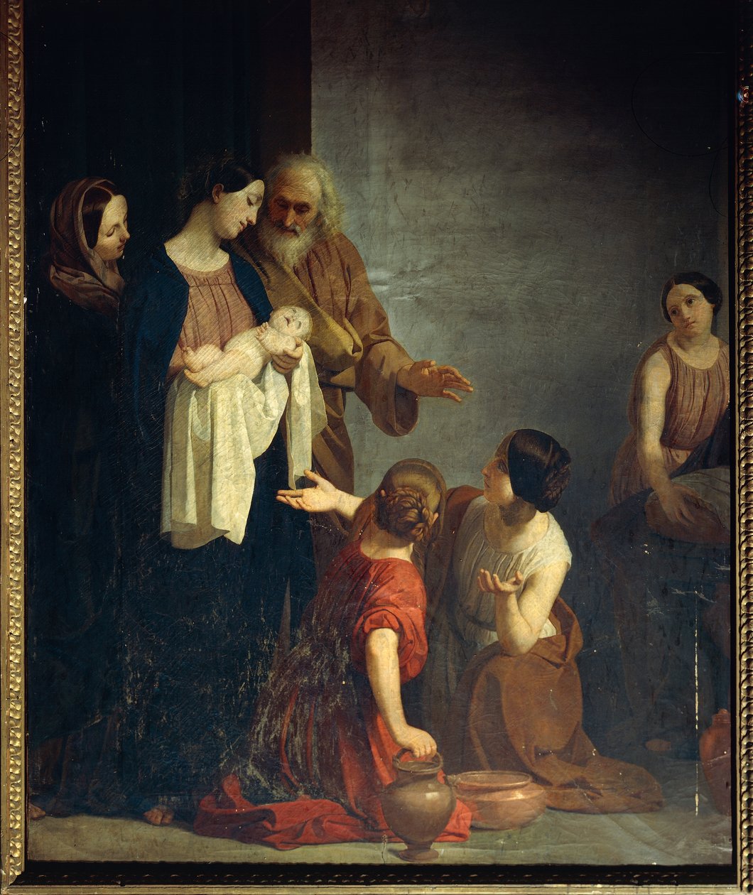 Pintura de Giacomo Trecourt (1812-1882) que representa la Natividad de la Virgen María, óleo sobre lienzo de Giacomo Trecourt