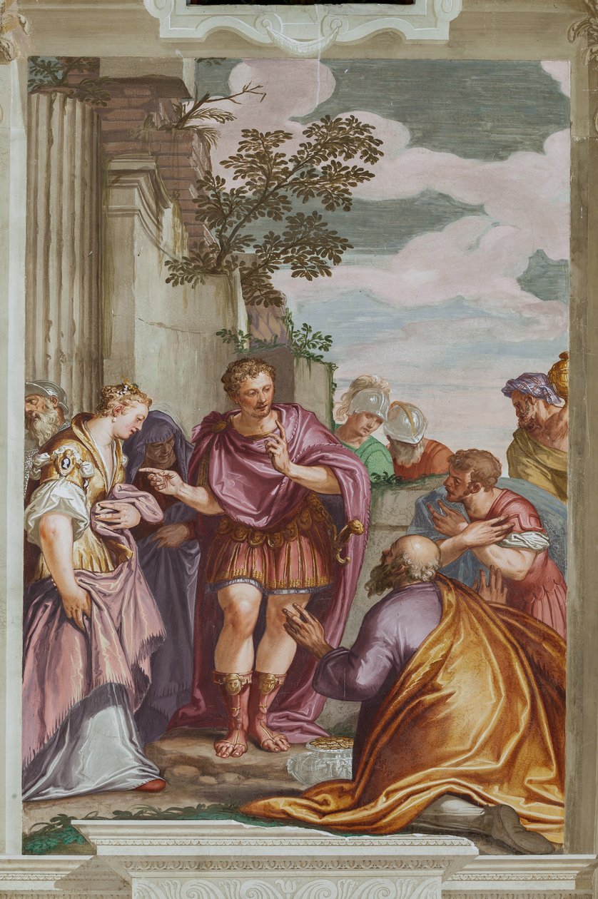 Clemencia de Escipión, Salón Principal, c.1565 (fresco) de Giambattista Zelotti