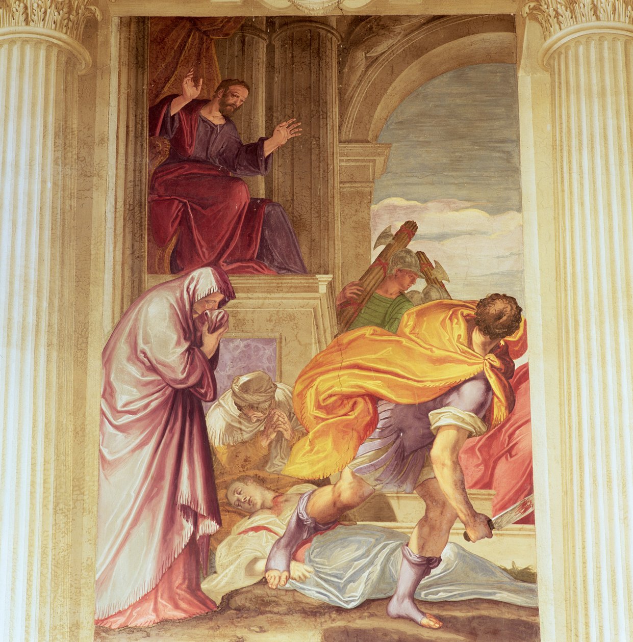 Asesinato de la Virgen (fresco) de Giambattista (1526 78) Zelotti