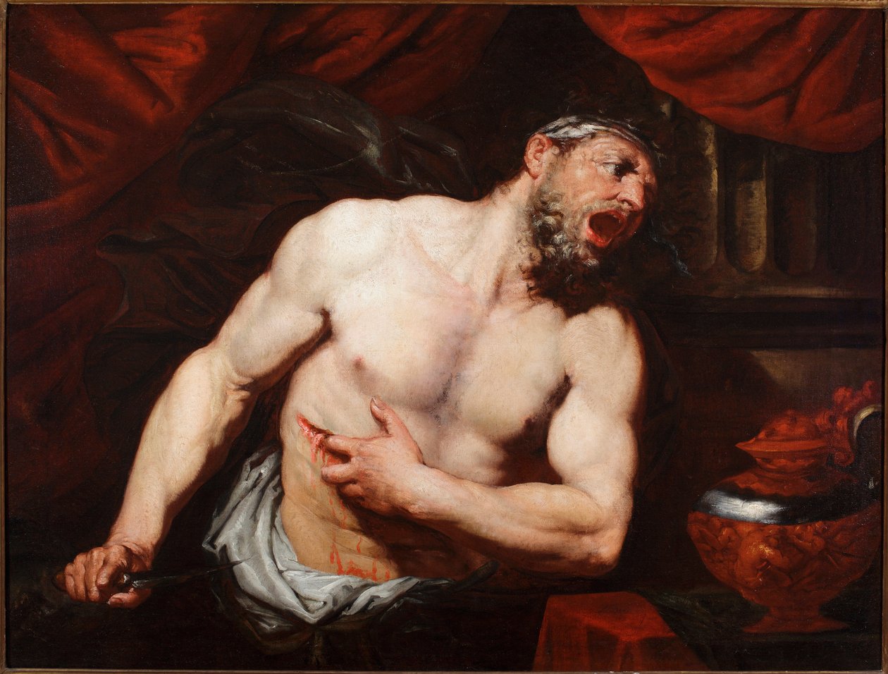 El suicidio de Catón de Útica (Marco Porcio Catón Uticense o Catón el joven) (95-46 a.C.) político romano de Giambattista Langetti