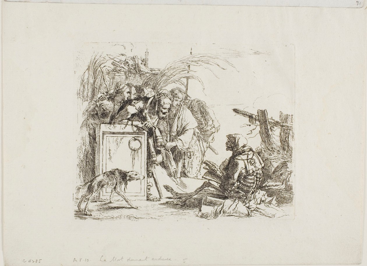 La muerte dando audiencia, de Capricci de Giambattista Tiepolo
