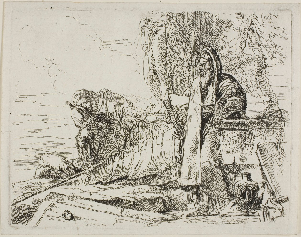 Filósofo de pie y dos figuras más, de Capricci de Giambattista Tiepolo
