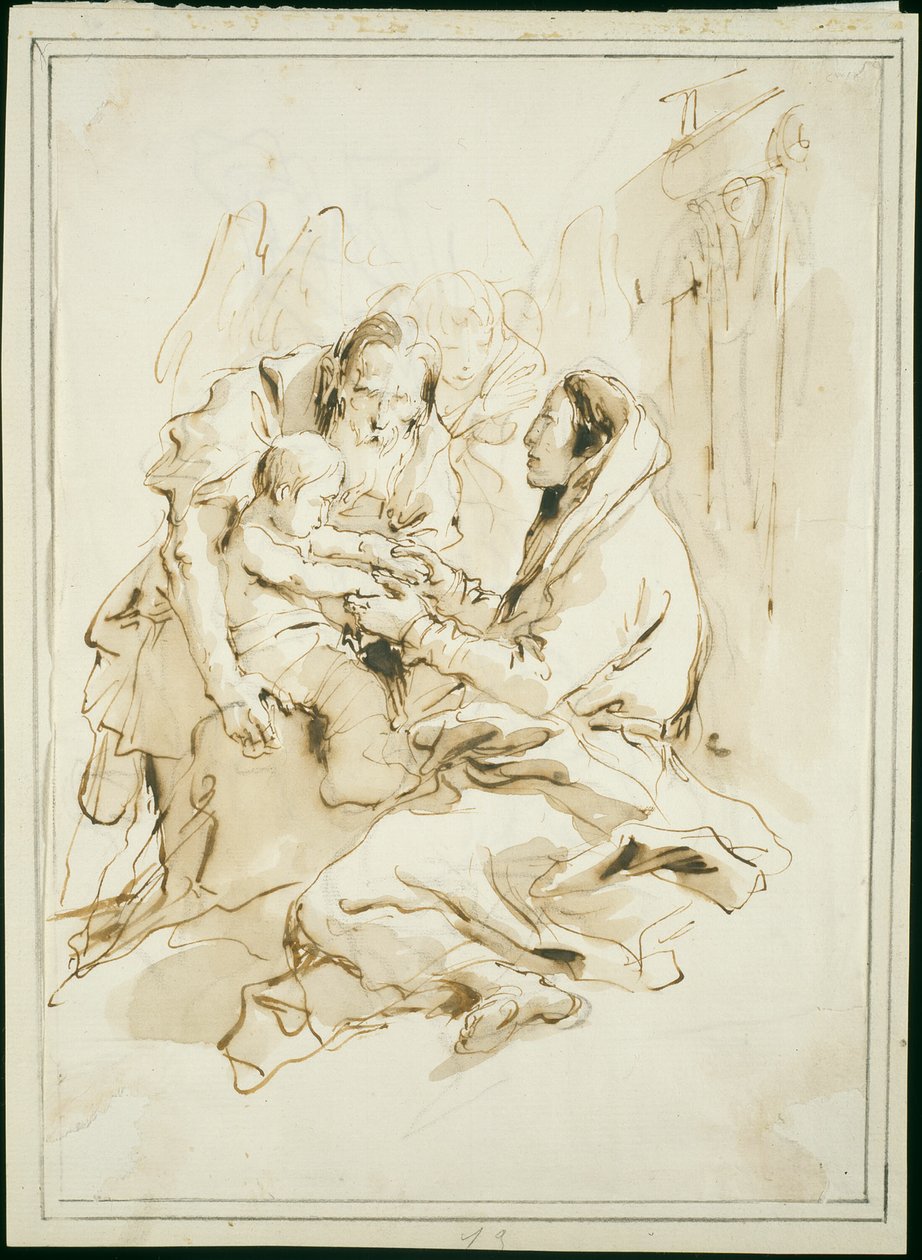 La Sagrada Familia, San José con un libro de Giambattista Tiepolo
