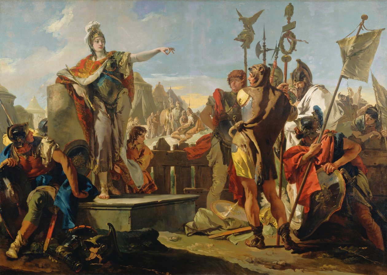 La reina Zenobia se dirige a sus soldados de Giambattista & Tiepolo Giandomenico (1727-1804) Tiepolo