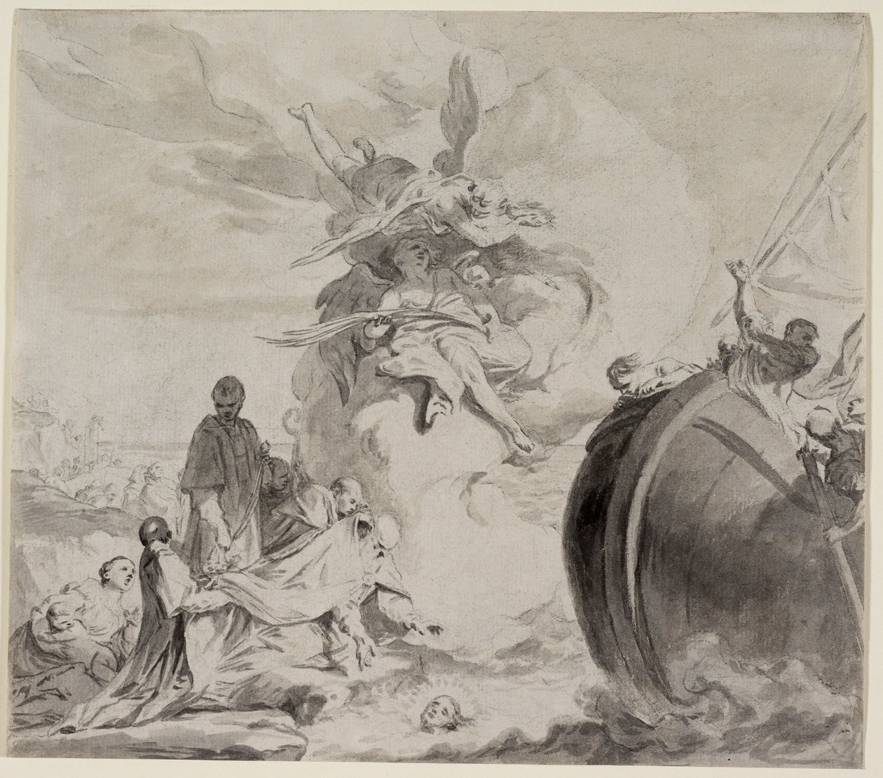 La cabeza de San Torpe salvada por ángeles y restaurada al arzobispo Frederigo de Giambettino Cignaroli