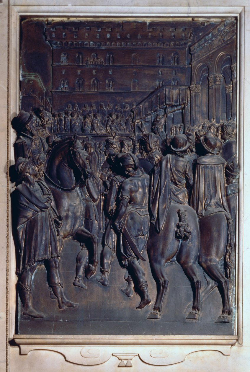 San Agustín predicando a los florentinos, relieve de la capilla Salviati de Giambologna