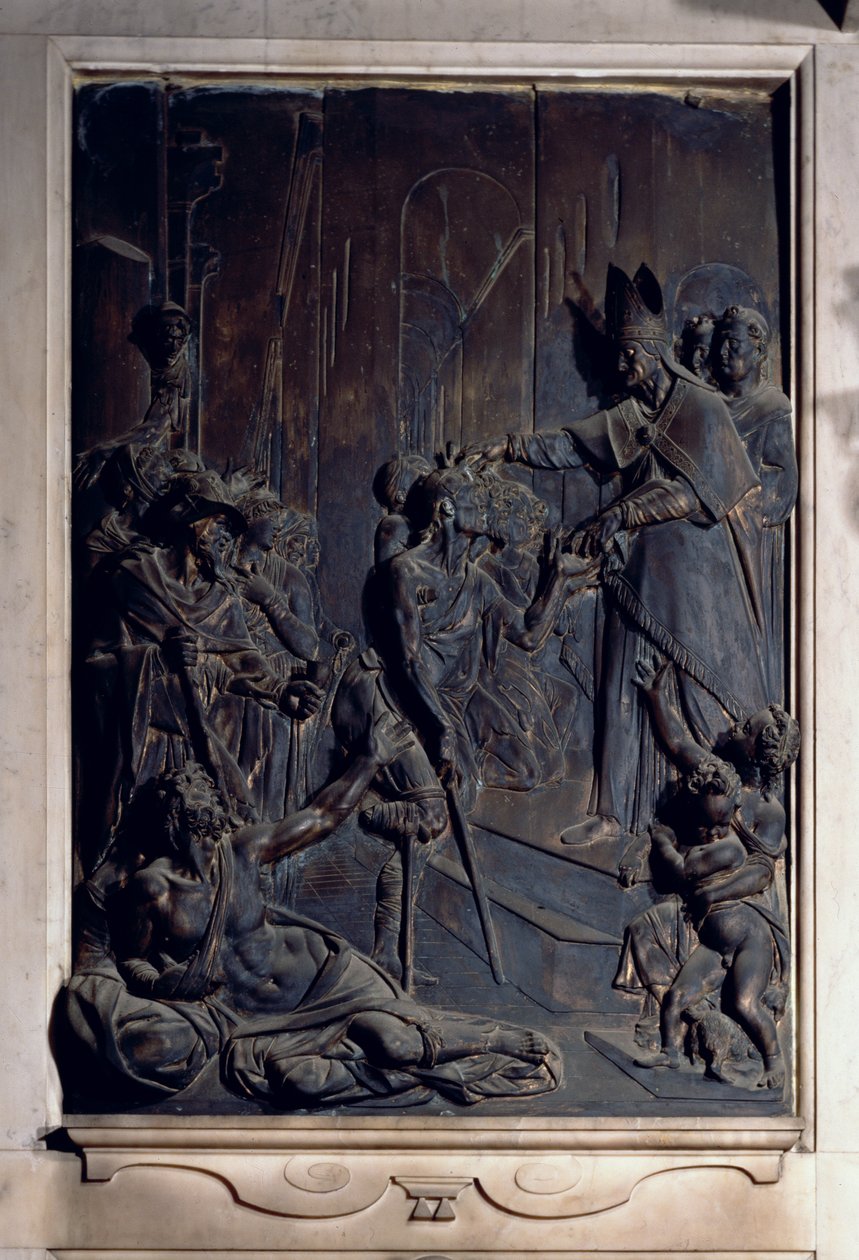 San Antonio distribuyendo limosnas, relieve de la capilla Salviati de Giambologna
