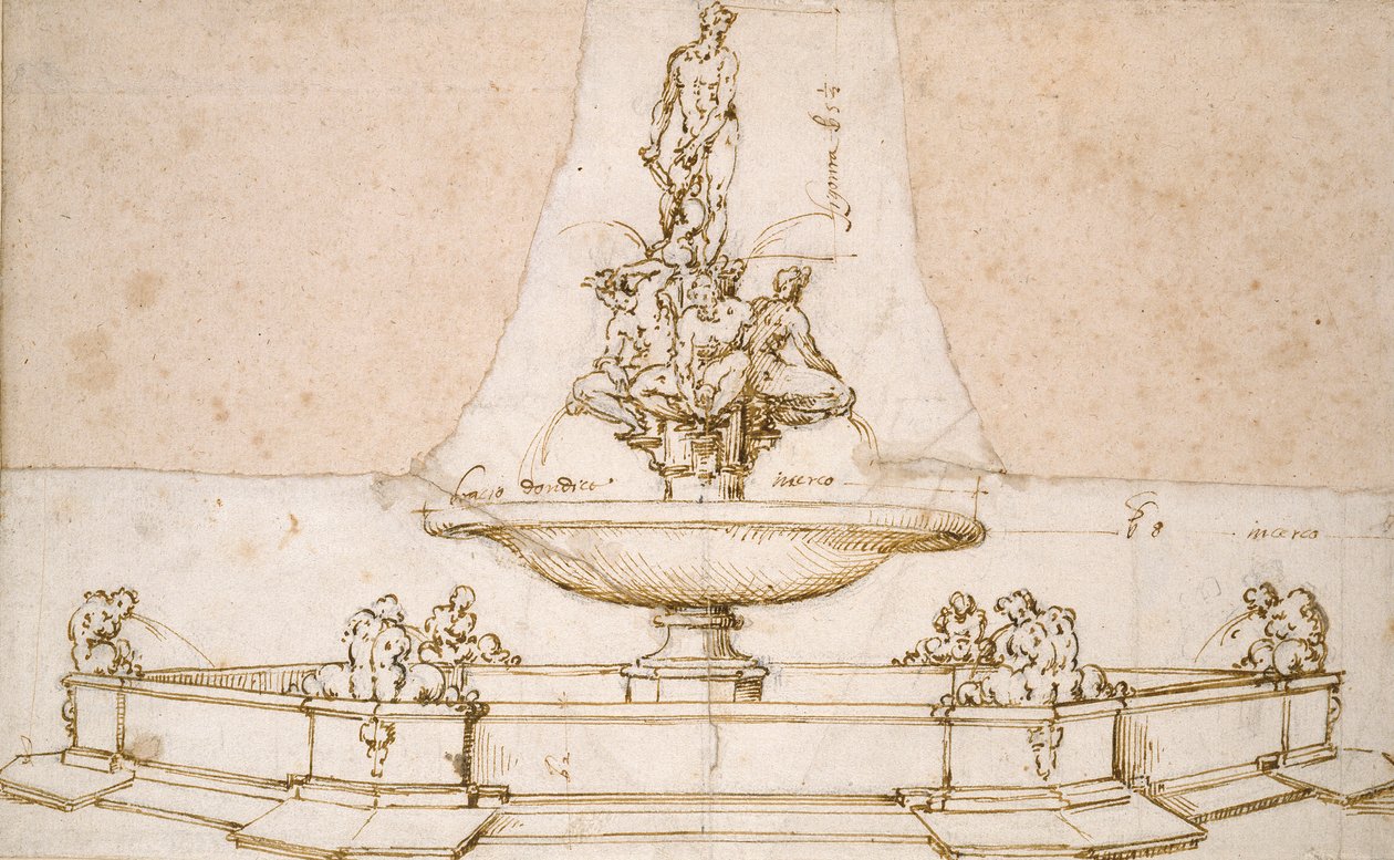 Diseño para una fuente, finales del siglo XVI de Giambologna