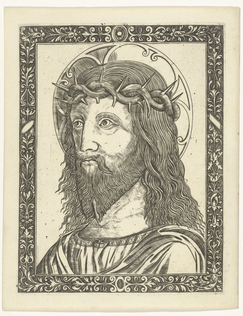 Cabeza de Cristo con corona de espinas en marco de Giampietrino Birago (attributed to)