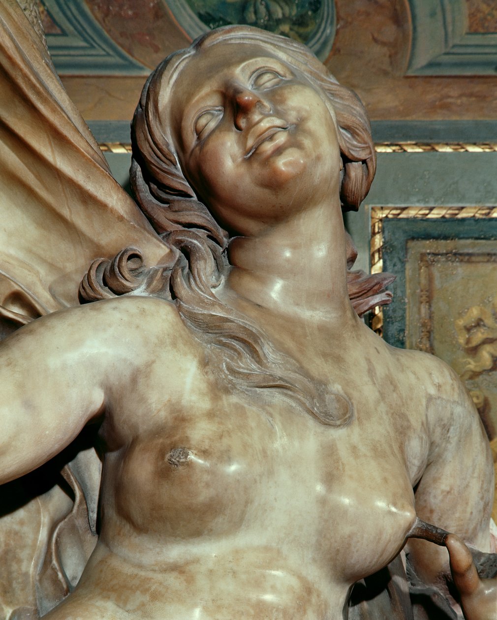 La verdad desvelada por el tiempo (detalle de la cabeza) de Gian Lorenzo Bernini