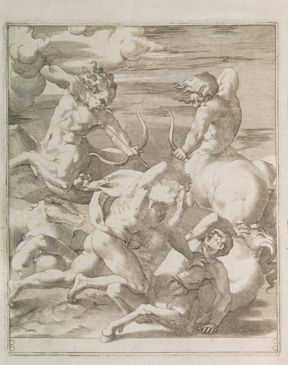 Batalla entre Hércules y los centauros de Gian Jacopo Caraglio
