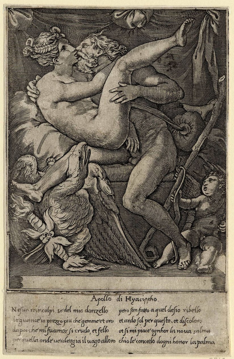Júpiter y Mnemósine después de Perino del Vaga, 1527 de Gian Jacopo Caraglio