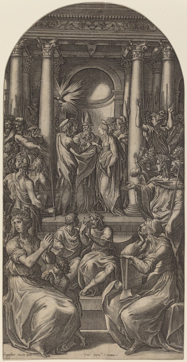 El matrimonio de la Virgen de Gian Jacopo Caraglio after Parmigianino