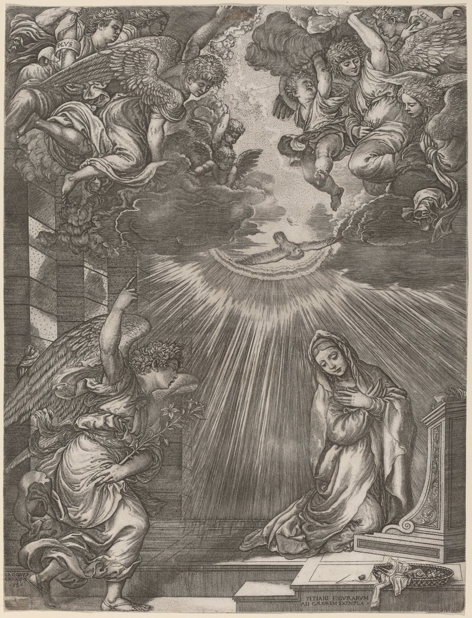 La Anunciación de Gian Jacopo Caraglio after Titian