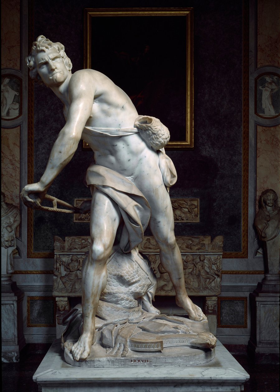 David lanzando la piedra de la honda. Escultura barroca hecha por Gian Lorenzo Bernini de Gian Lorenzo Bernini