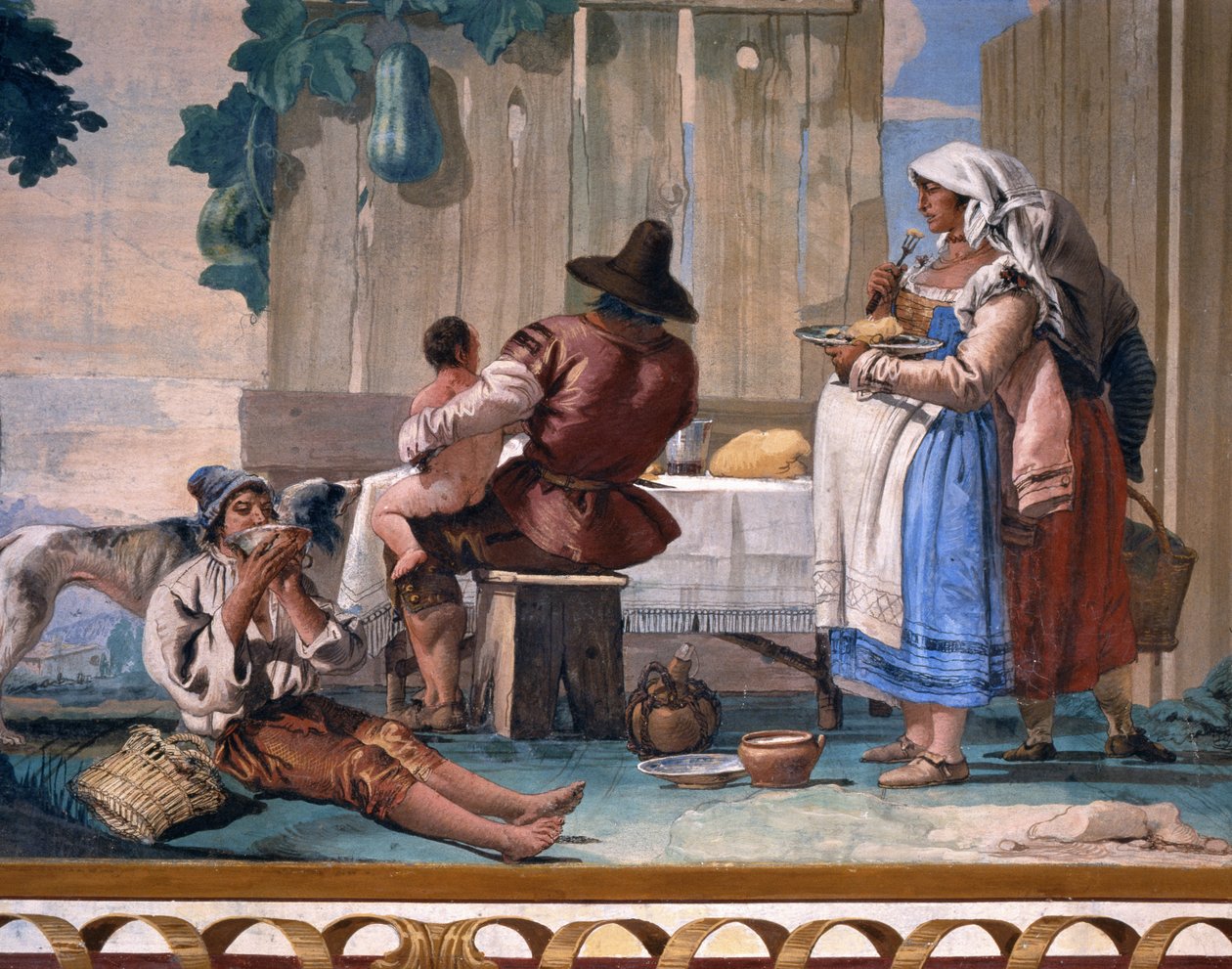 Campesinos comiendo al aire libre, de la Foresteria (Casa de Huéspedes) 1757 de Giovanni Domenico Tiepolo